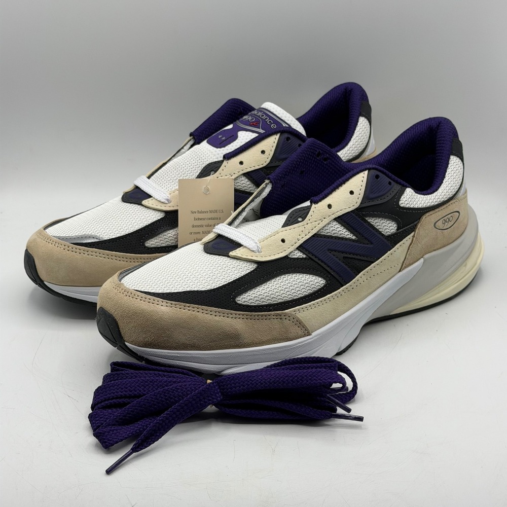 New Balance 990v6 Made in USA White Black Plum Phantom U990WB6 Mens 12 Dad Shoe
